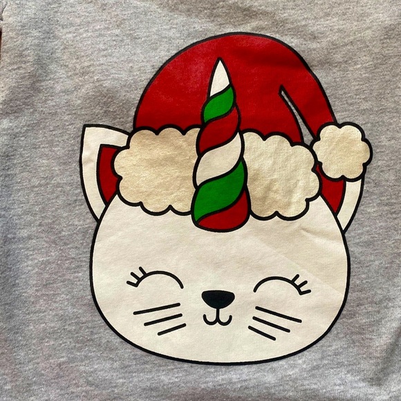 SOLD- Unicorn Cat Holiday Christmas Top- Size 2T - Picture 2 of 2